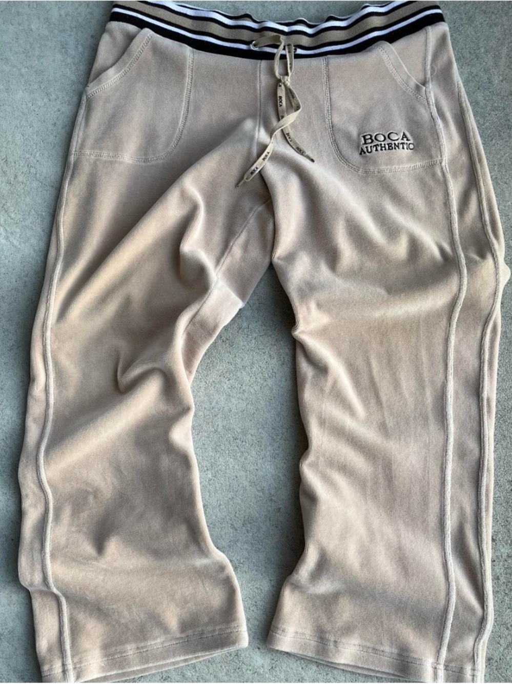 Boca Authentic Beige Women's Track Pants with Striped Waistband